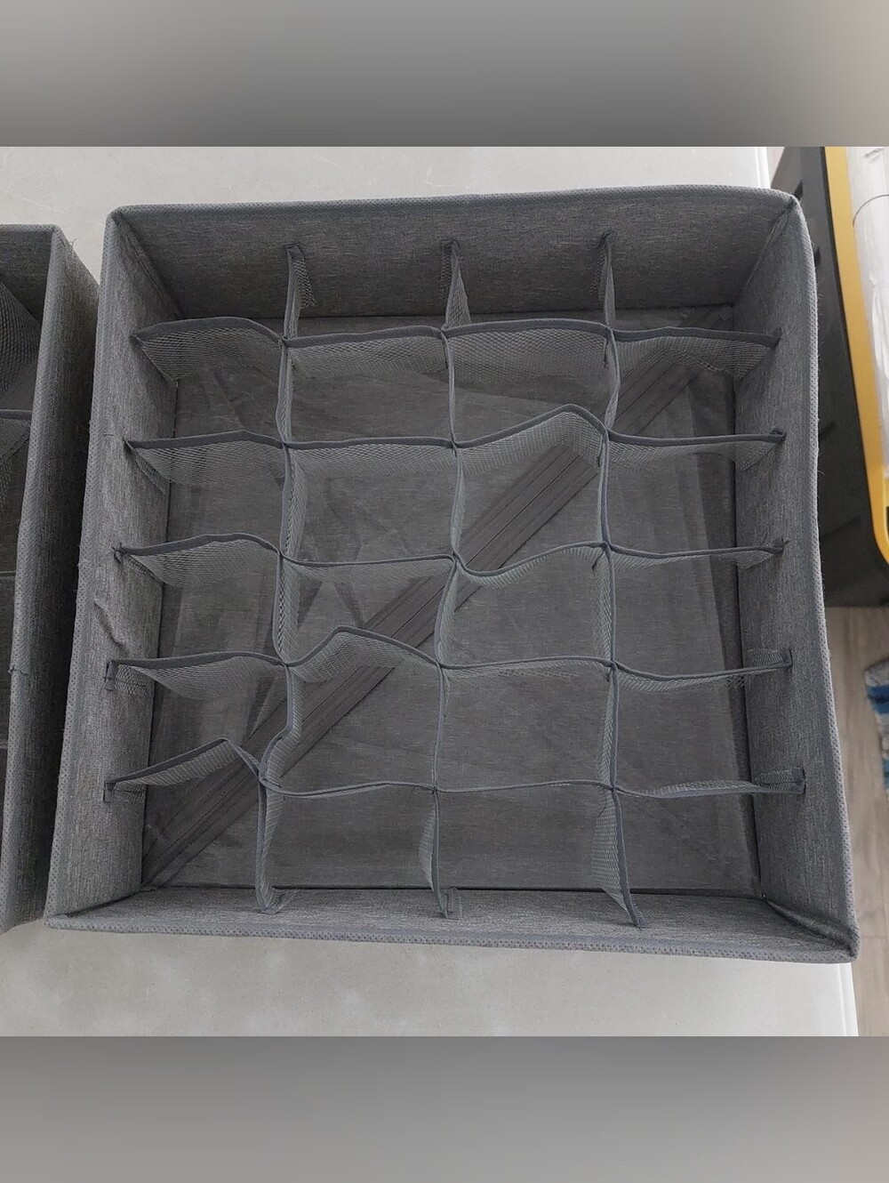 Set of 2 Gray Fabric Drawer Organizer with 24 Compartments